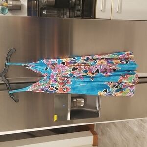 💕JAMS WORLD💕 Strapless Mini Dress ~ Blue Floral Print Medium